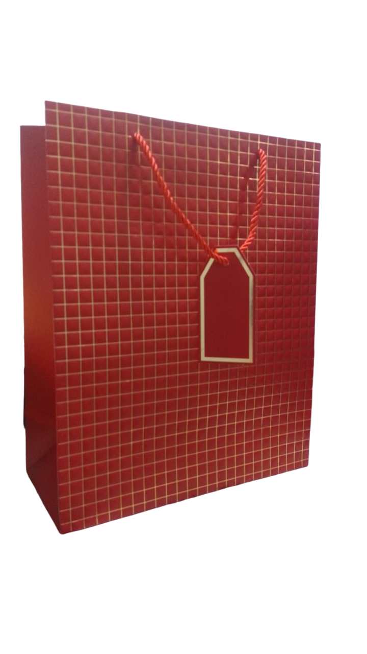 SACOLA PRESENTE LUXO QUADRICULADA 32X26X12CM